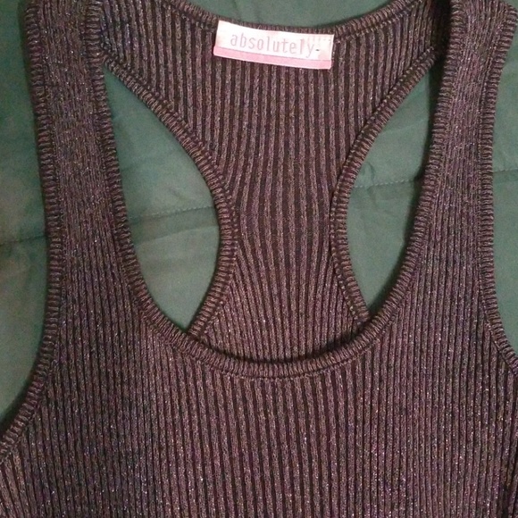 Gold glittered razor back dressy tank top - Picture 2 of 4